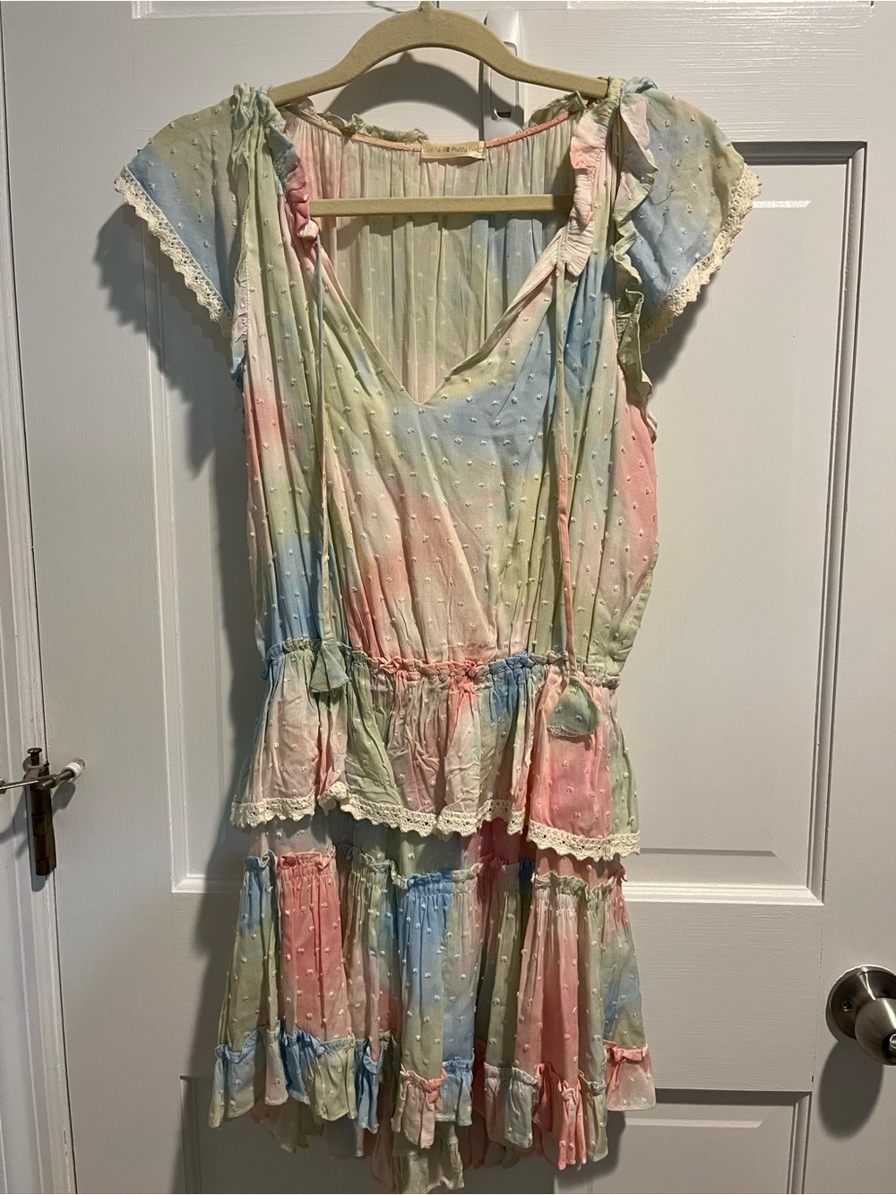 Skylar + Madison Pastel Multi Swiss Dot Ruffle Mini Dress